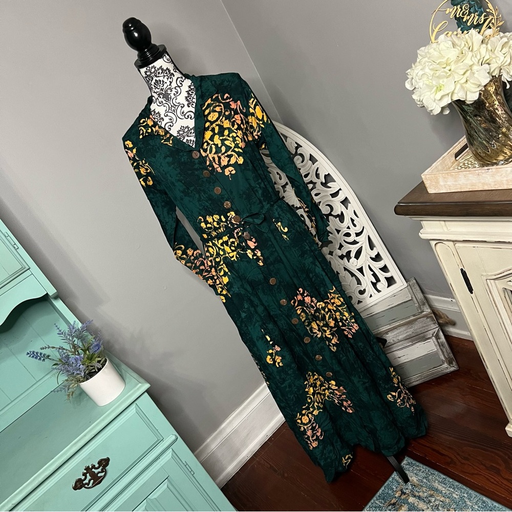 Kimberley’s Travels Boho Maxi Shirt Dress Size Medium NWT Resort Wear